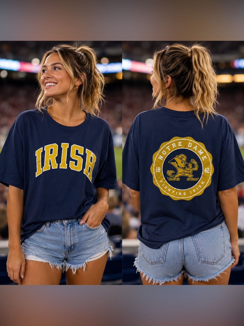 🆕 Under Armour Notre Dame Fighting Irish Loose Fit T-Shirt NWT Women’s XL Navy